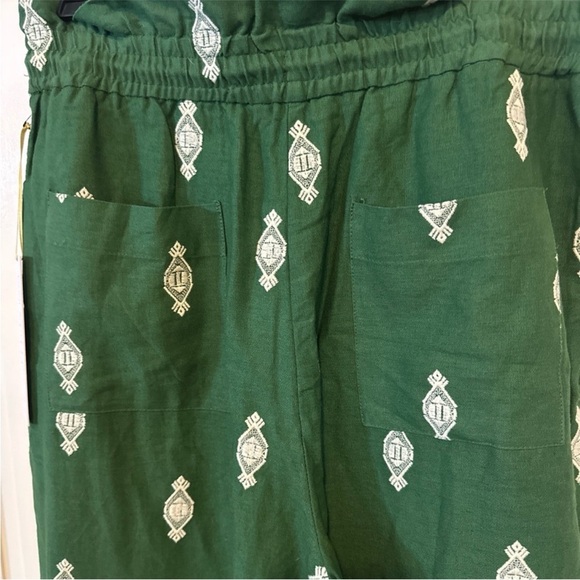 NWOT House of Harlow 1960 Boho Green Wide-Leg Elastic Waist Drawstring Pants M - Picture 8 of 12